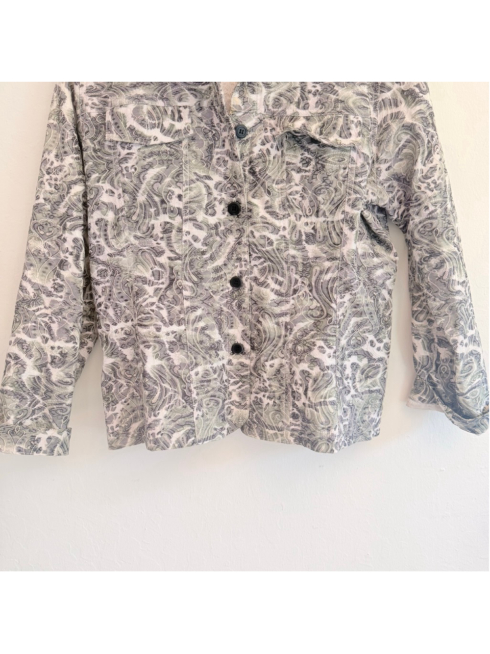 Joni B. Women's White/Gray Paisley Utility Jacket Size XL - Picture 2 of 6